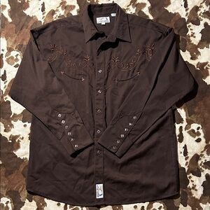 Panhandle Slim Brown Western Snap Up Shirt L